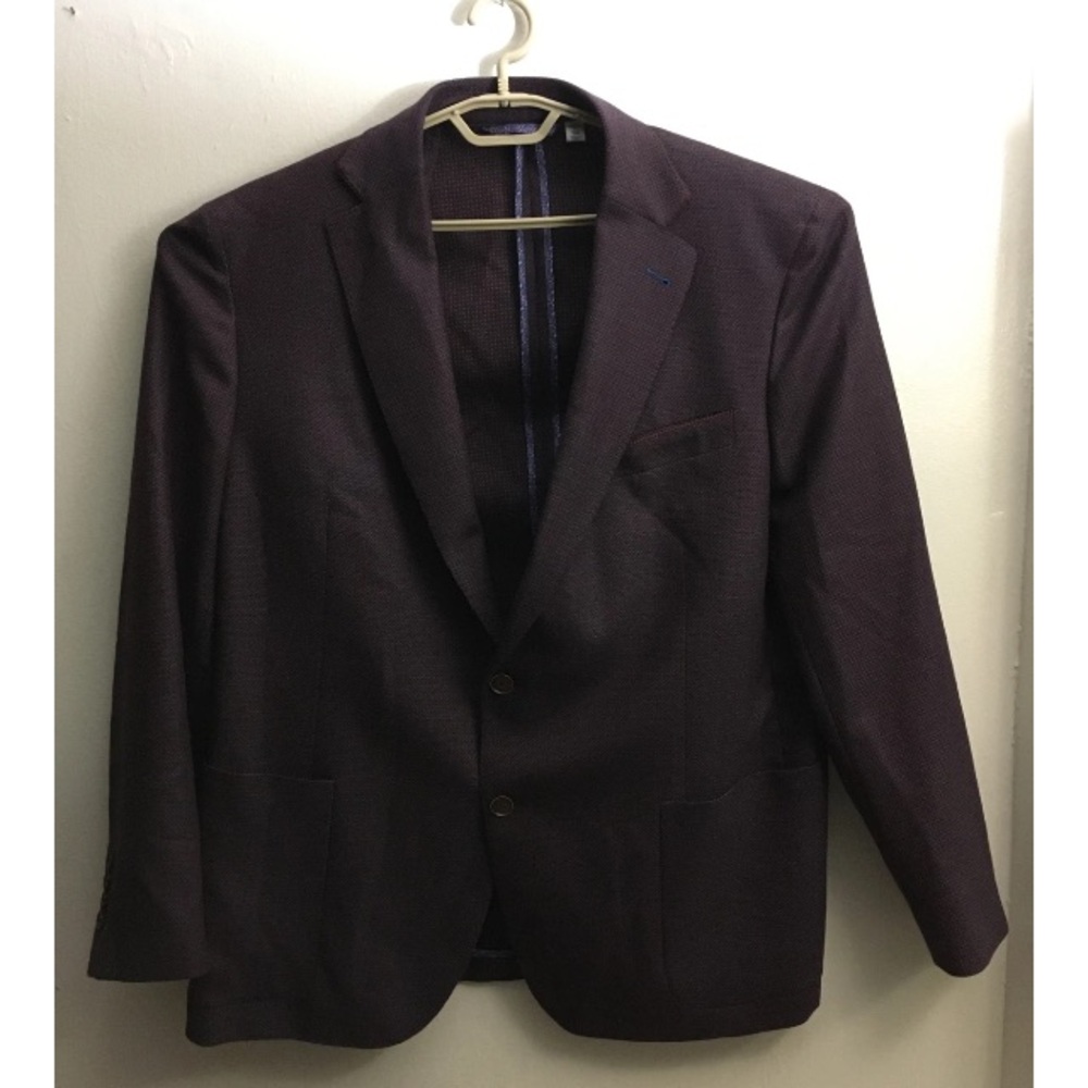 Men’s Robert Graham Virgin Wool Blazer Size 50 Purple Single Breasted